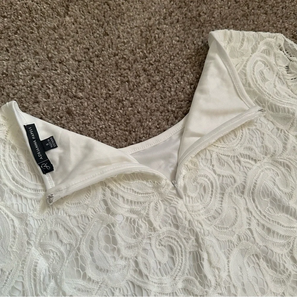 🪽 (NWOT) Adrianna Papell • White Lace Blouse - Picture 5 of 10